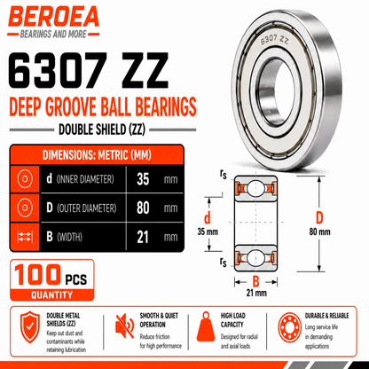 6307 ZZ Ball Bearing 35x80x21mm 6307ZZ Metal Shielded